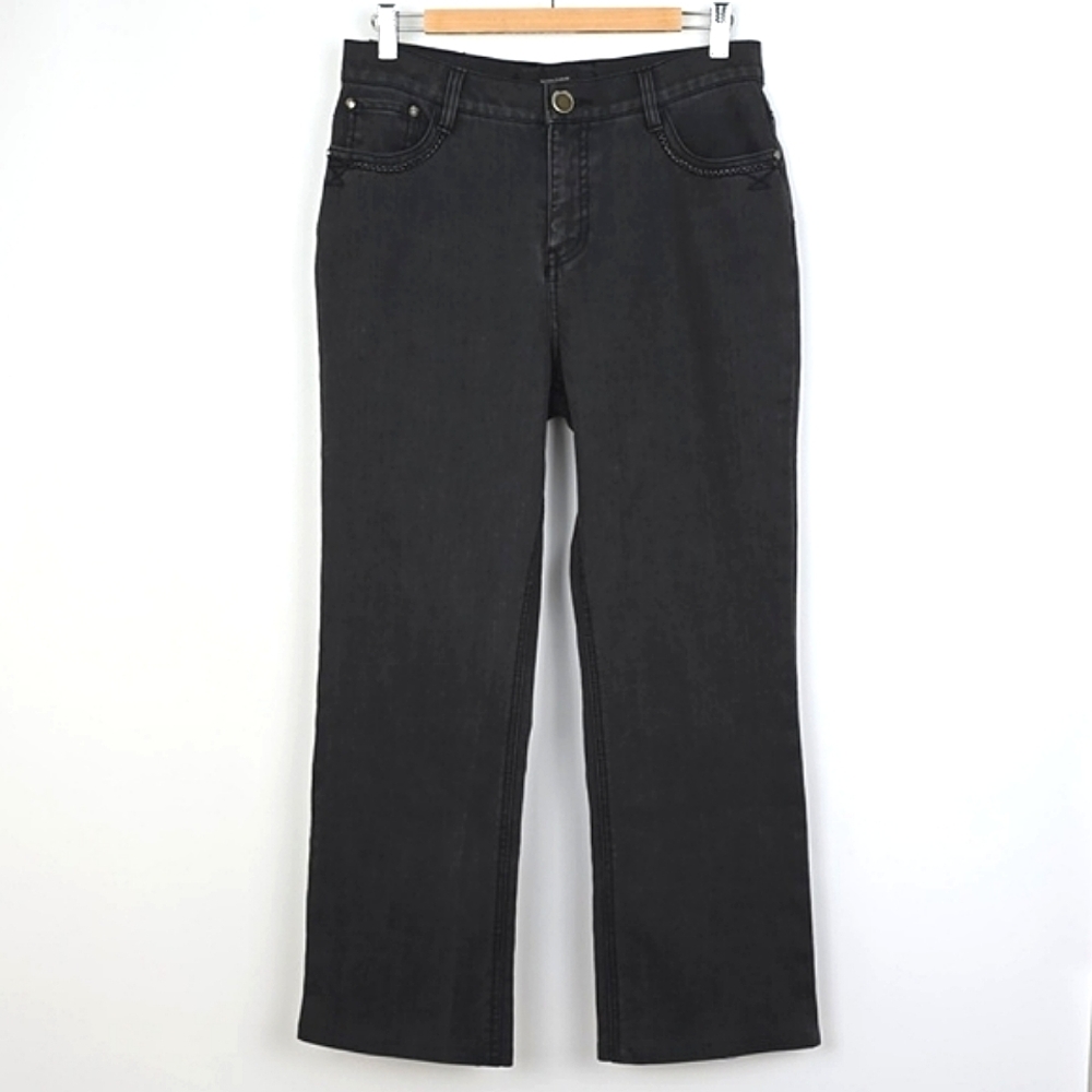 Simon Chang Denim Women's Straight Leg Jeans Black Stretch Size 10